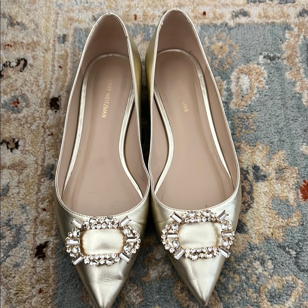 Elegant Gold Women Shoes with Embellished Buckle